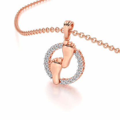 Tiny Feet Silver Pendant - Rose Gold - Image 2