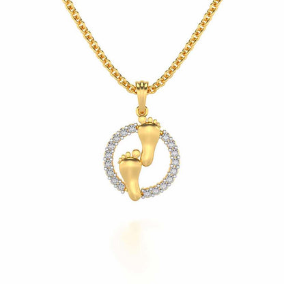 Tiny Feet Silver Pendant - Yellow Gold - Image 1