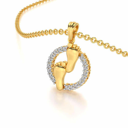 Tiny Feet Silver Pendant - Yellow Gold - Image 2