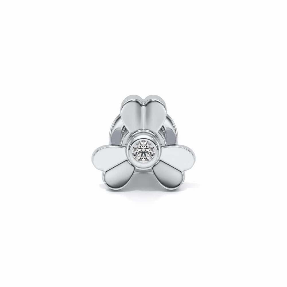 Tiny Flora Silver Watch Pin - White Gold - Image 2