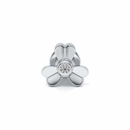 Tiny Flora Silver Watch Pin - White Gold - Image 2
