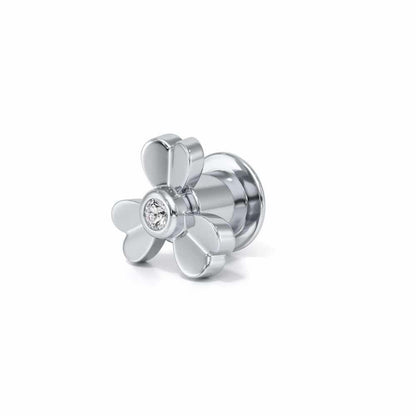 Tiny Flora Silver Watch Pin - White Gold - Image 3