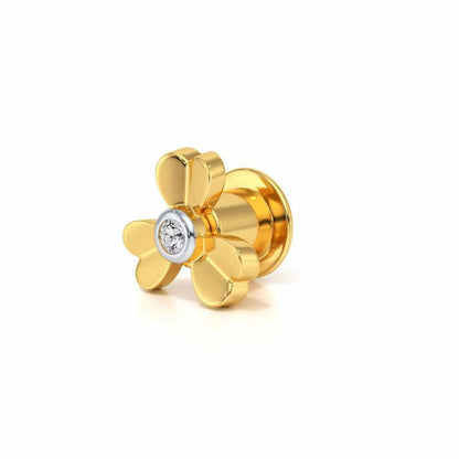 Tiny Flora Silver Watch Pin - Yellow Gold - Image 3