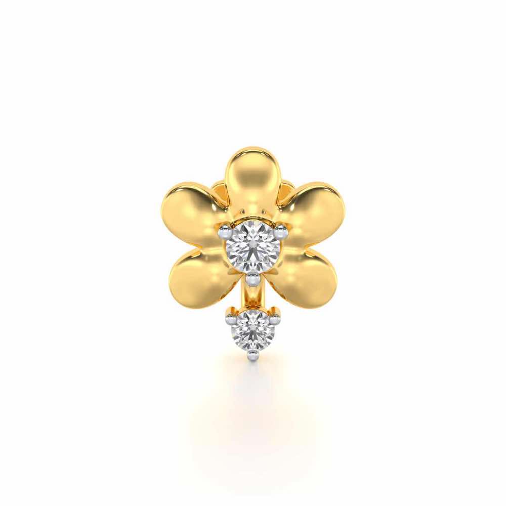 Tiny Flower Silver Nosepin - Yellow Gold - Image 1