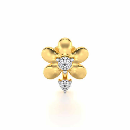 Tiny Flower Silver Nosepin - Yellow Gold - Image 1