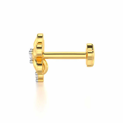 Tiny Flower Silver Nosepin - Yellow Gold - Image 3