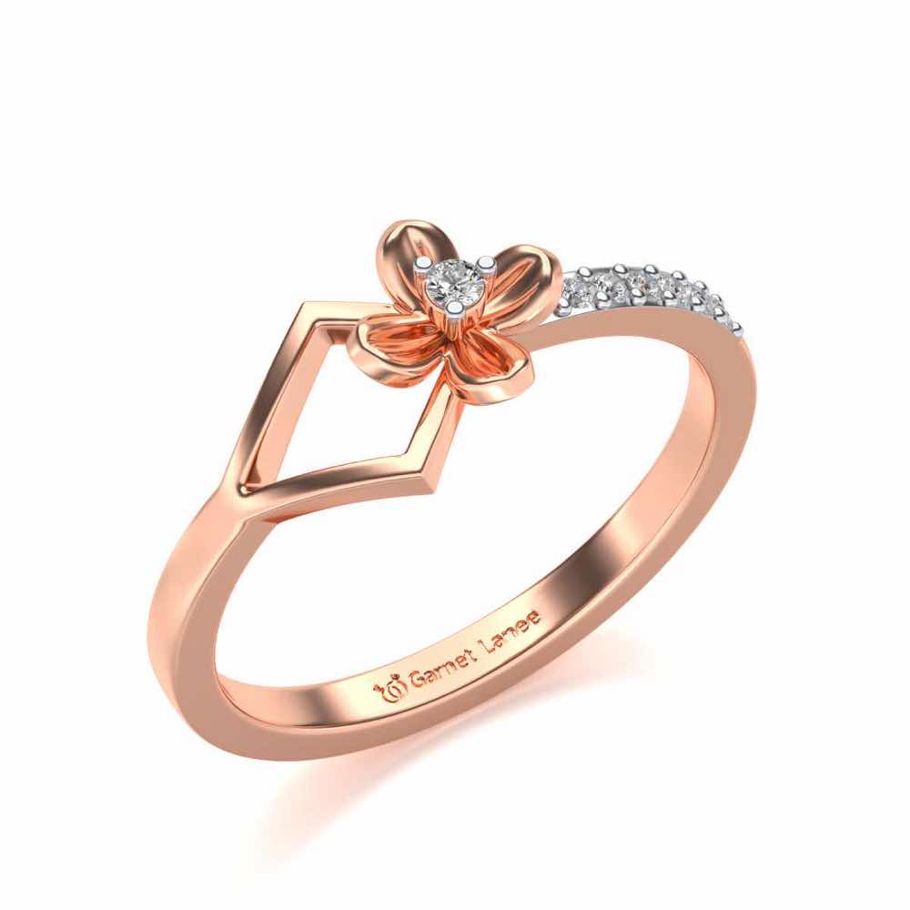 Tiny Flower Silver Ring - Rose Gold - Image 1