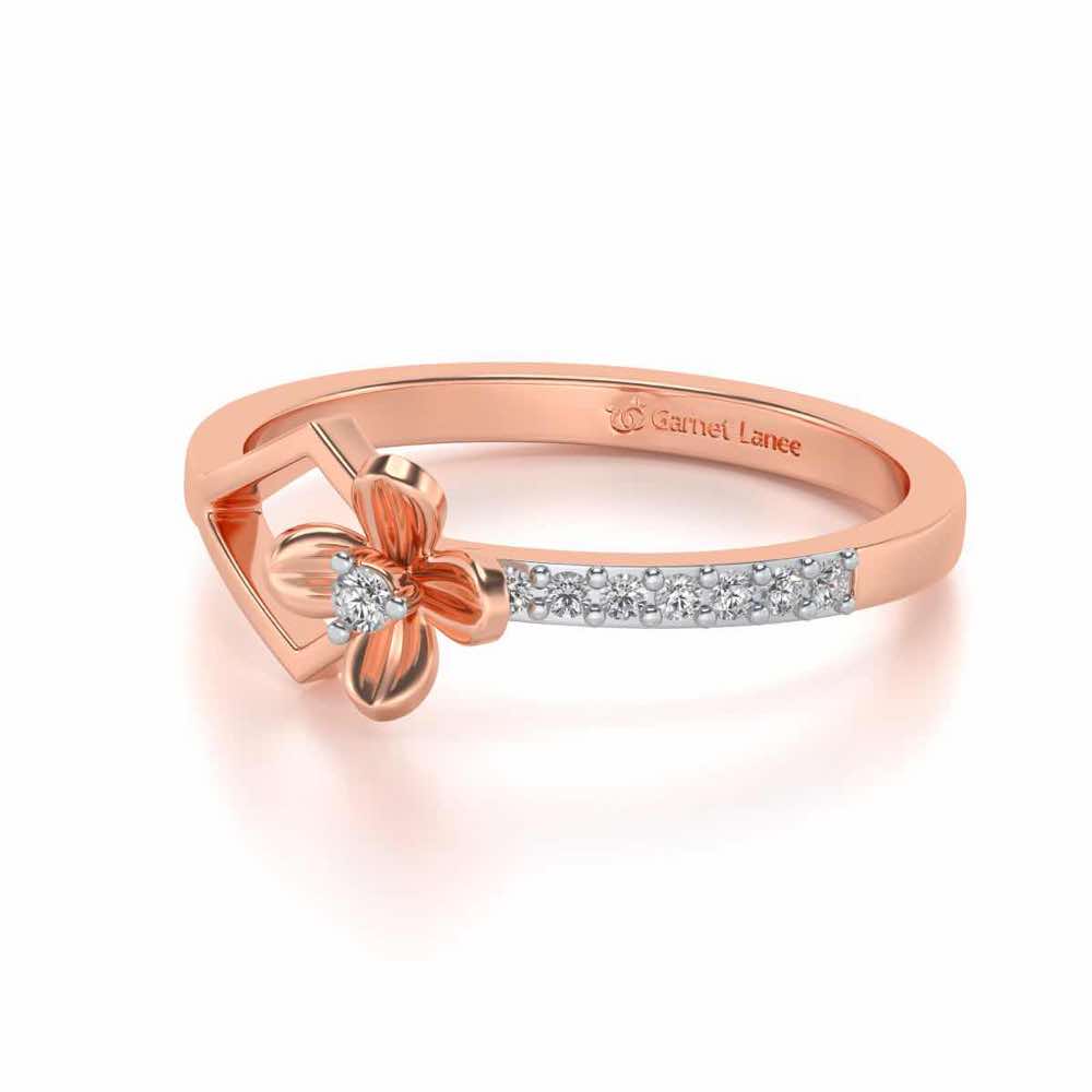 Tiny Flower Silver Ring - Rose Gold - Image 2