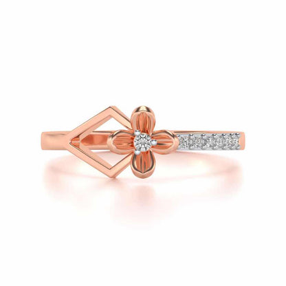Tiny Flower Silver Ring - Rose Gold - Image 4
