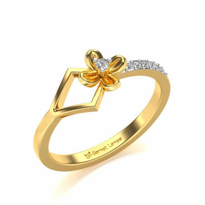 Tiny Flower Silver Ring - Yellow Gold - Image 1