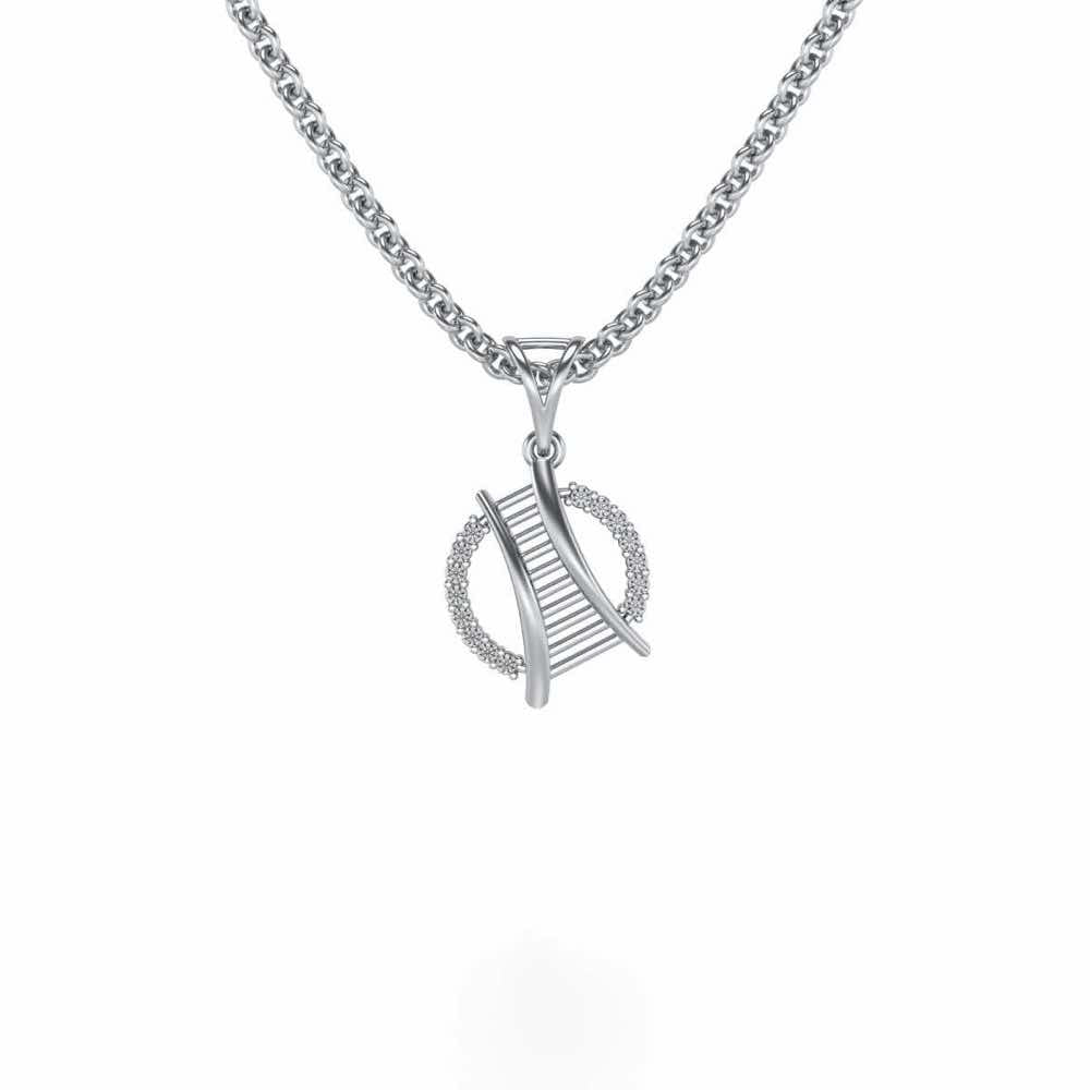Tiny Ladder Silver Pendant - White Gold - Image 1