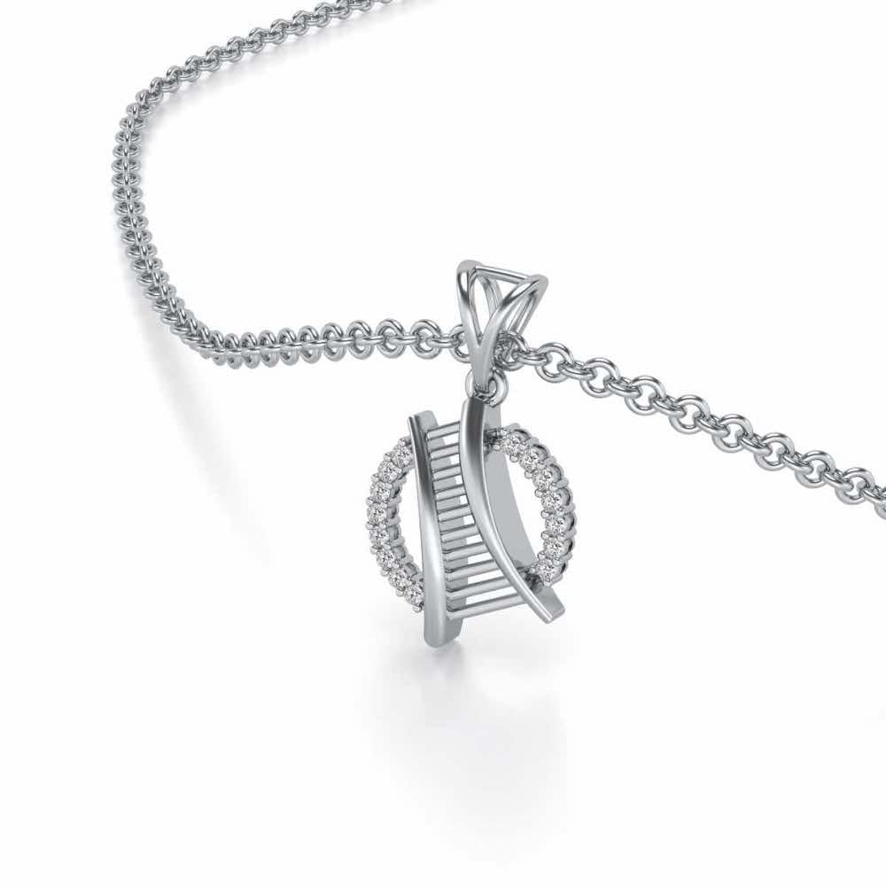Tiny Ladder Silver Pendant - White Gold - Image 2