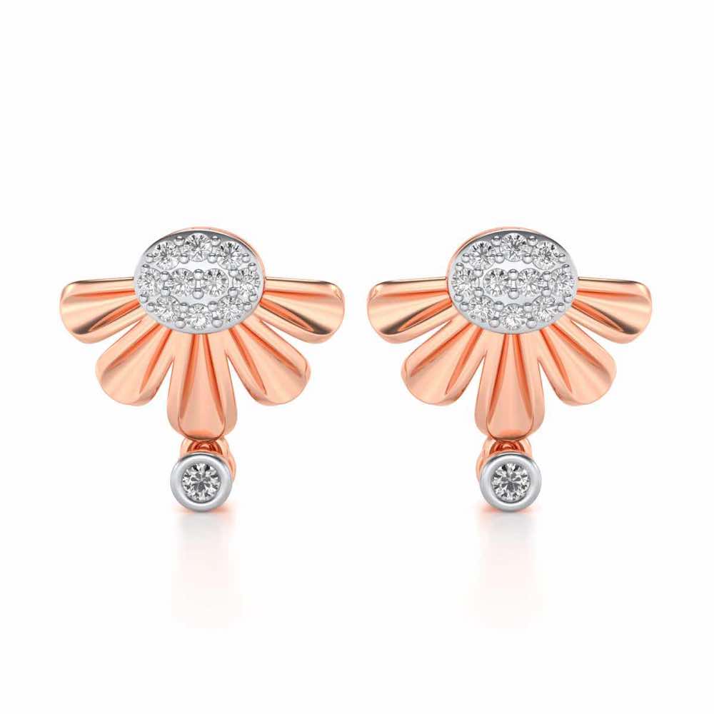 Tiny Sunflower Silver Earring - Rose Gold - Image 1