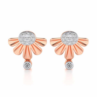 Tiny Sunflower Silver Earring - Rose Gold - Image 1