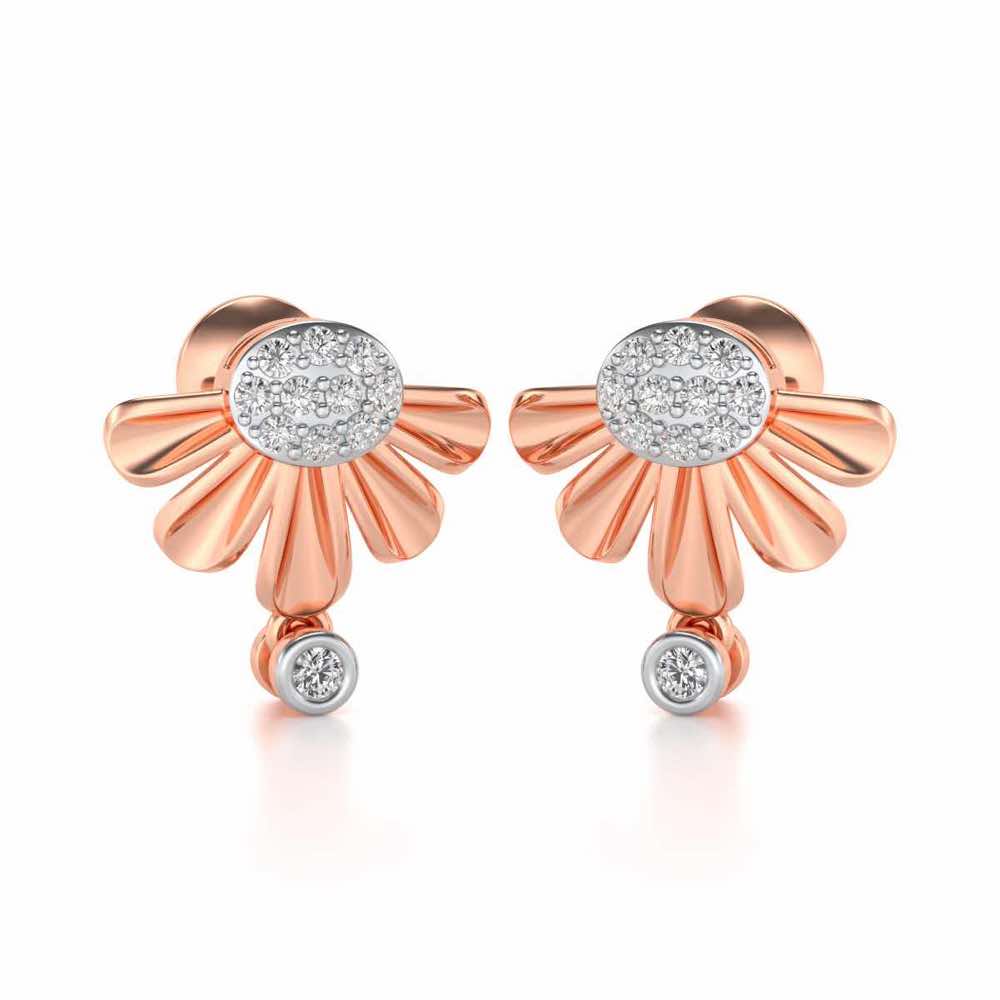 Tiny Sunflower Silver Earring - Rose Gold - Image 2