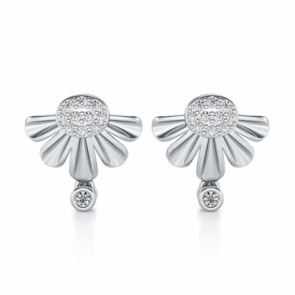 Tiny Sunflower Silver Earring - White Gold - Image 1