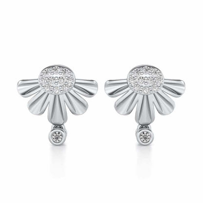 Tiny Sunflower Silver Earring - White Gold - Image 1