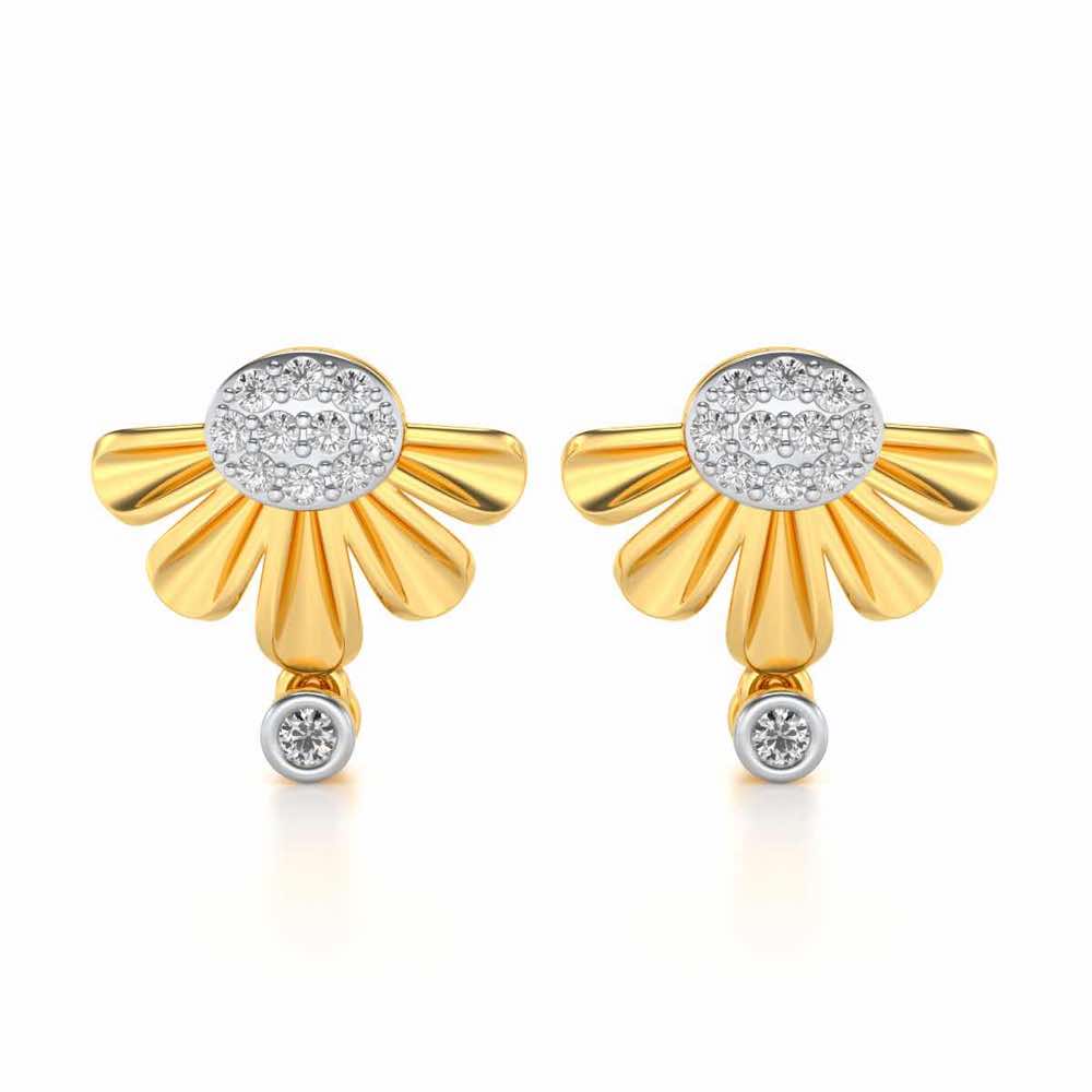 Tiny Sunflower Silver Earring - Yellow Gold - Image 1