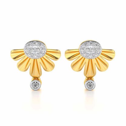 Tiny Sunflower Silver Earring - Yellow Gold - Image 1