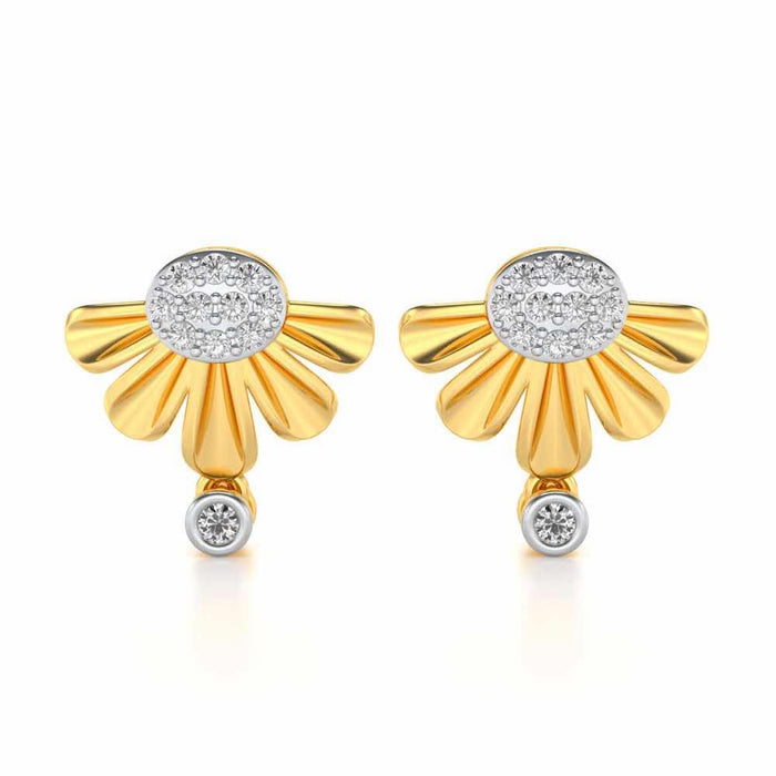 Tiny Sunflower Silver Earring - Yellow Gold - Image 1