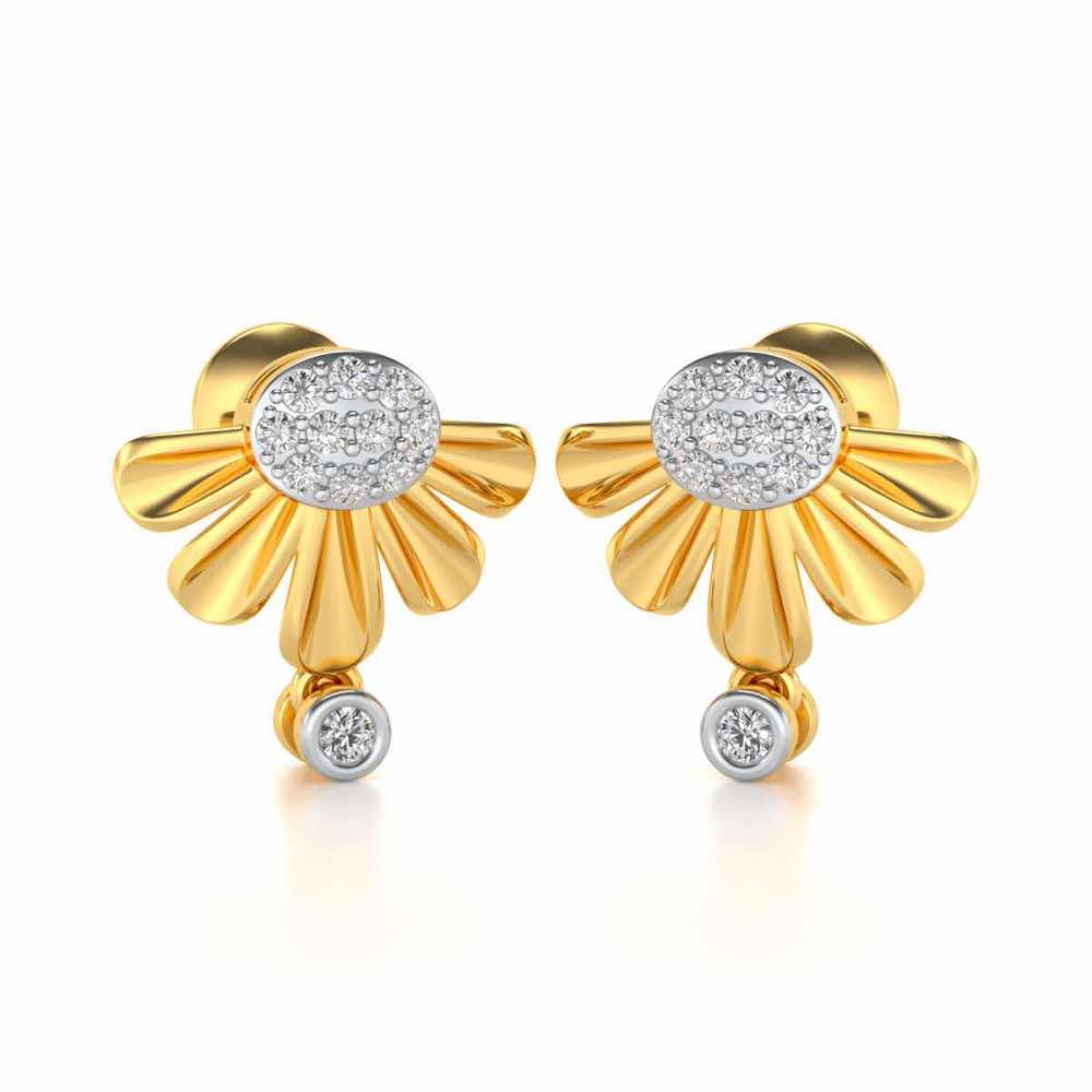 Tiny Sunflower Silver Earring - Yellow Gold - Image 2