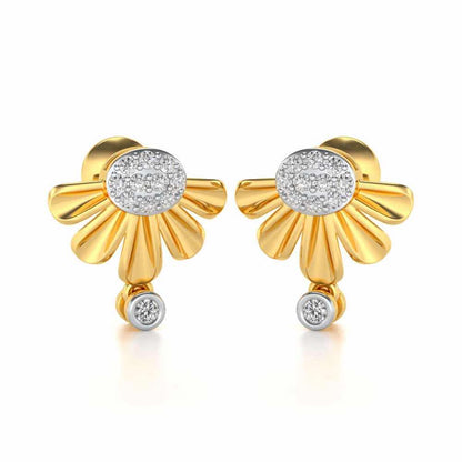 Tiny Sunflower Silver Earring - Yellow Gold - Image 2