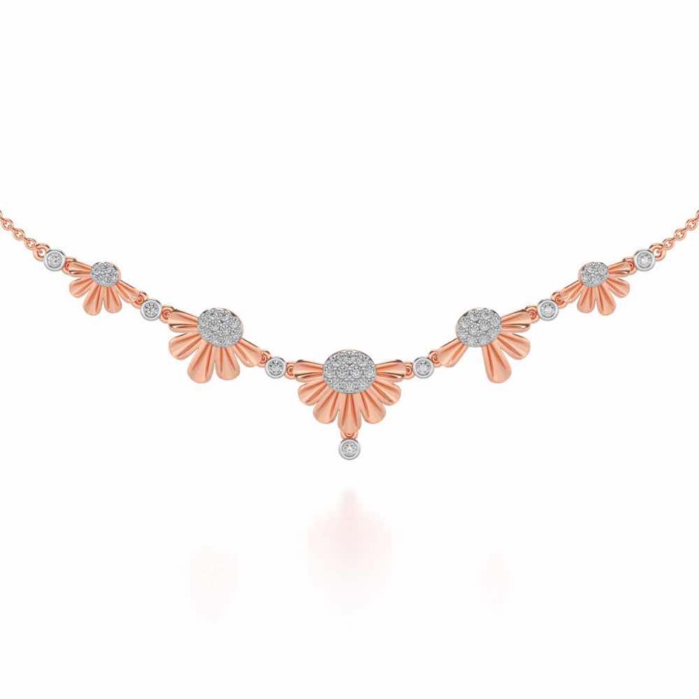 Tiny Sunflower Silver Necklace - Rose Gold - Image 2