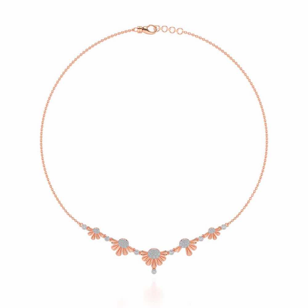 Tiny Sunflower Silver Necklace - Rose Gold - Image 3
