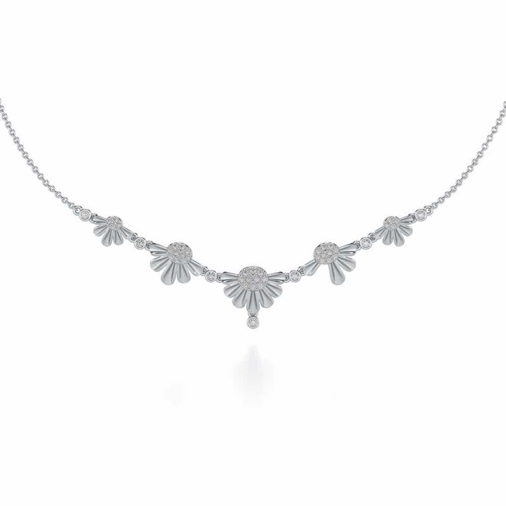 Tiny Sunflower Silver Necklace - White Gold - Image 1