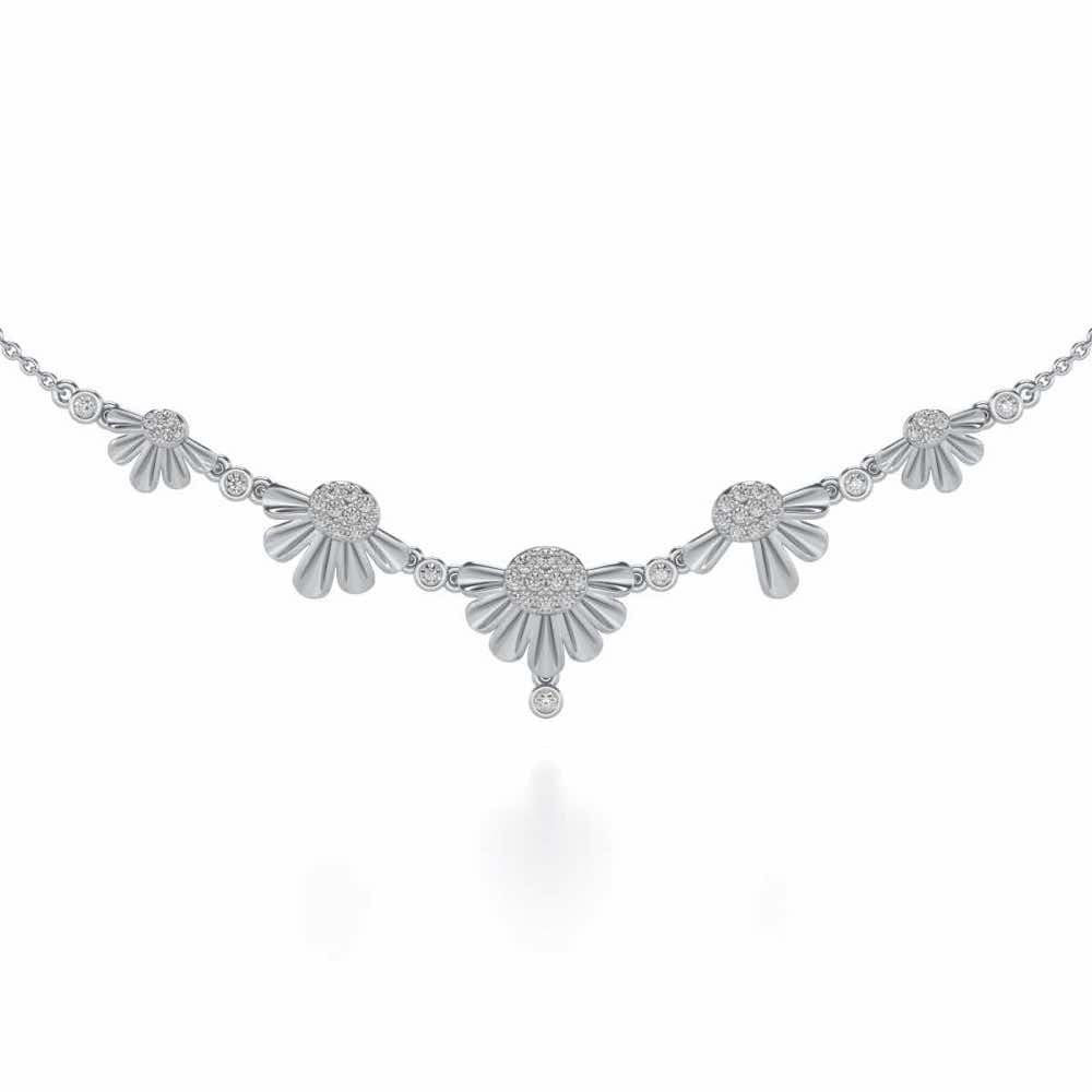 Tiny Sunflower Silver Necklace - White Gold - Image 2