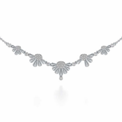 Tiny Sunflower Silver Necklace - White Gold - Image 2
