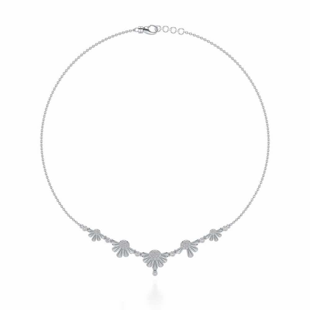 Tiny Sunflower Silver Necklace - White Gold - Image 3