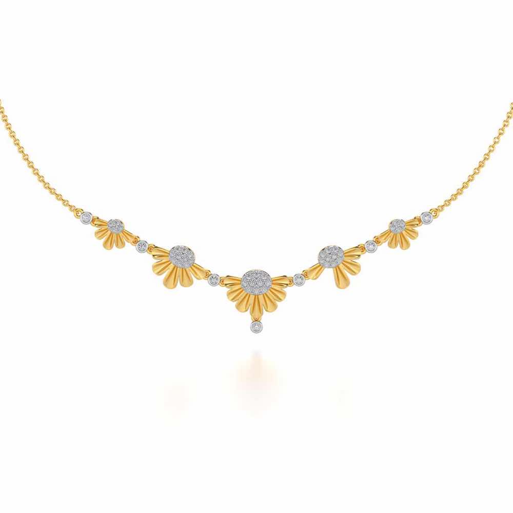 Tiny Sunflower Silver Necklace - Yellow Gold - Image 1
