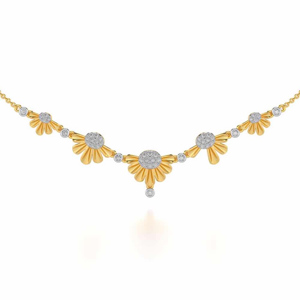 Tiny Sunflower Silver Necklace - Yellow Gold - Image 2