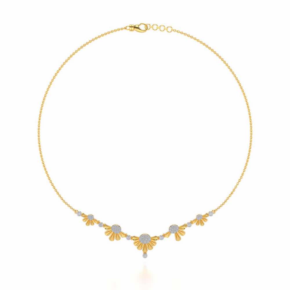 Tiny Sunflower Silver Necklace - Yellow Gold - Image 3
