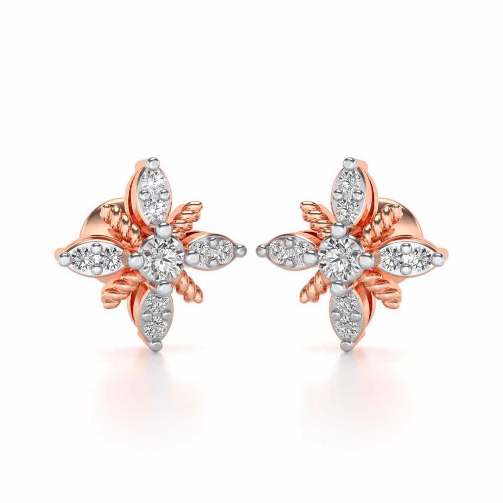 Tiny Sunflower Studs - Rose Gold - Image 1