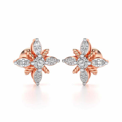 Tiny Sunflower Studs - Rose Gold - Image 1