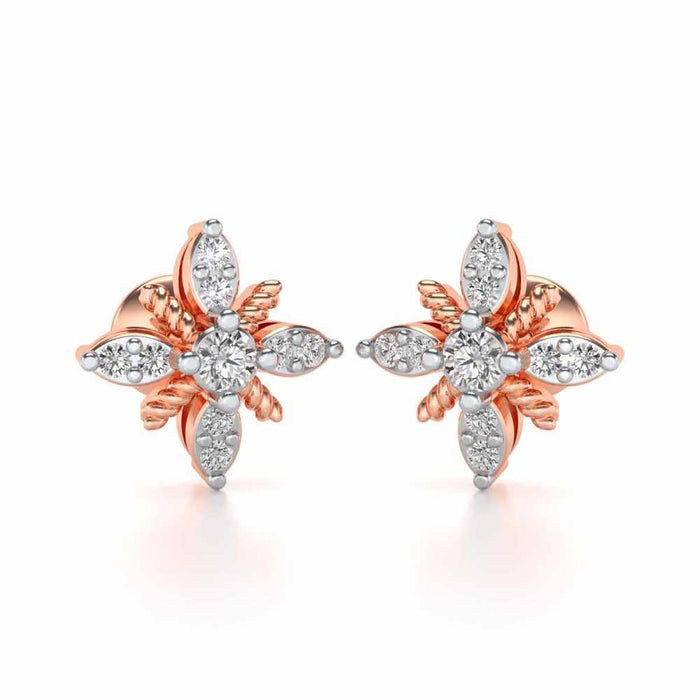 Tiny Sunflower Studs - Rose Gold - Image 1