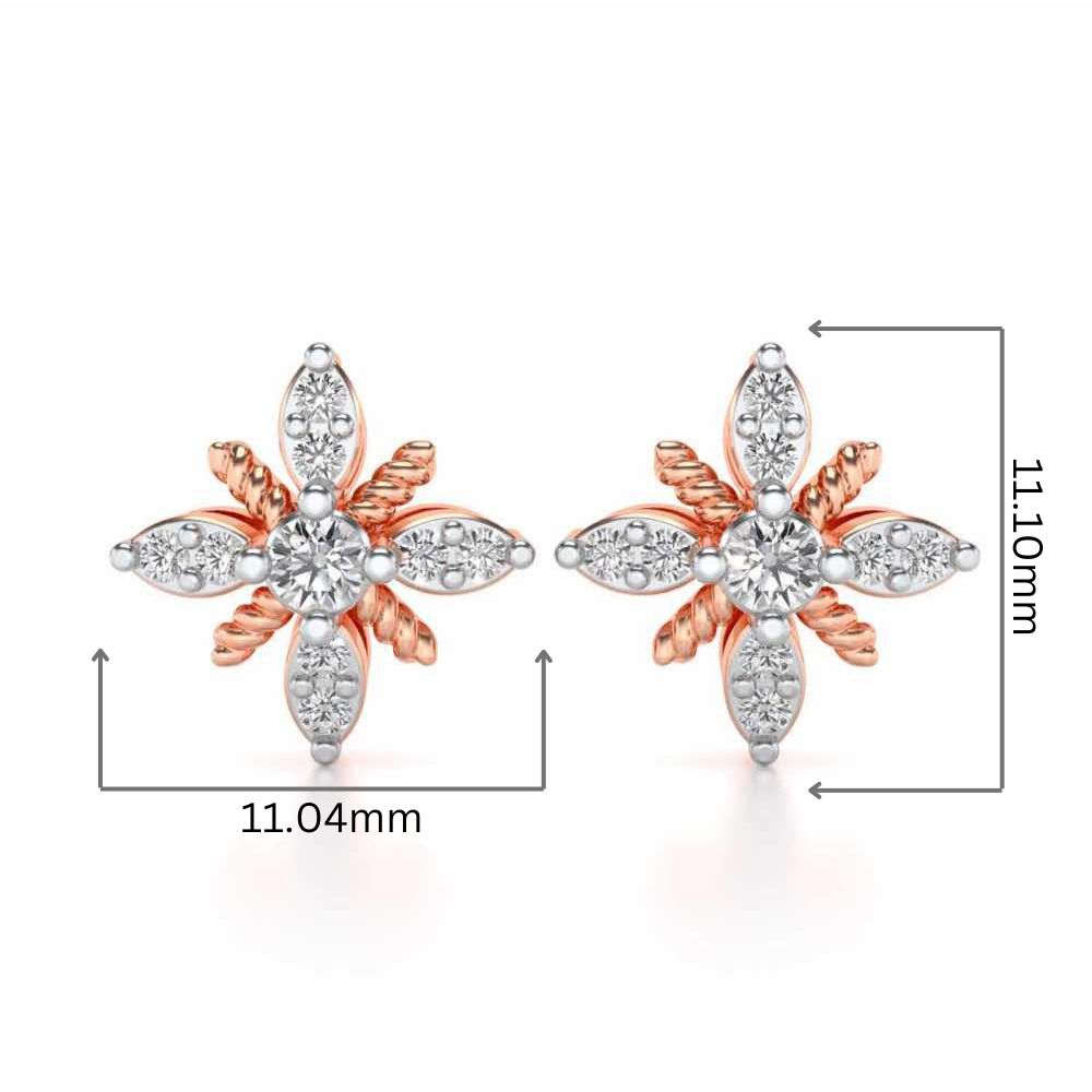 Tiny Sunflower Studs - Rose Gold - Image 2