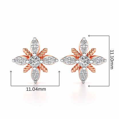 Tiny Sunflower Studs - Rose Gold - Image 2