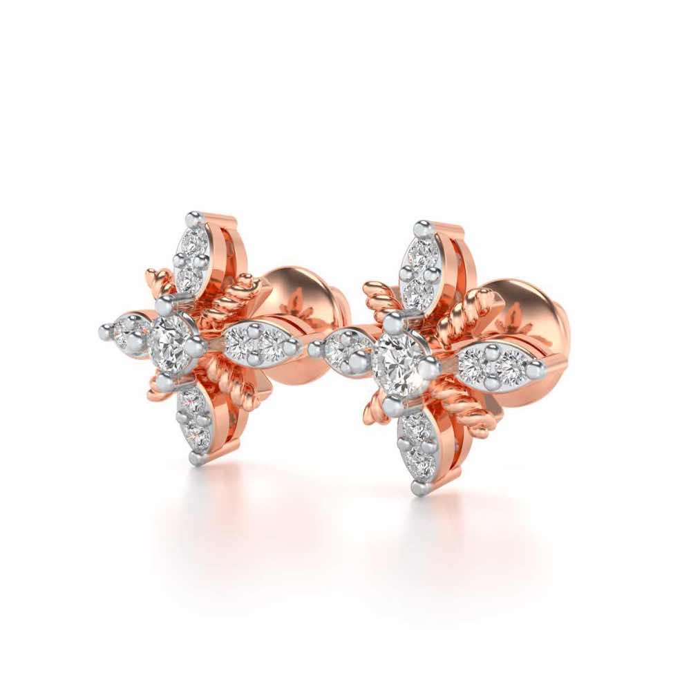 Tiny Sunflower Studs - Rose Gold - Image 3
