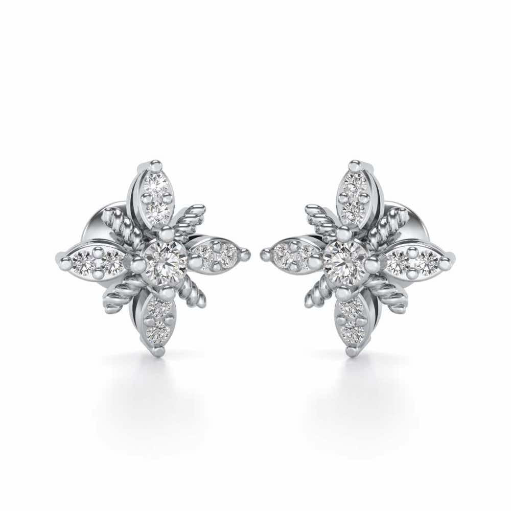 Tiny Sunflower Studs - White Gold - Image 1