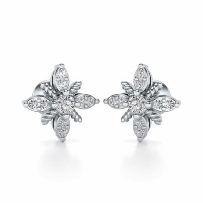 Tiny Sunflower Studs - White Gold - Image 1