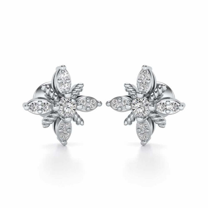 Tiny Sunflower Studs - White Gold - Image 1