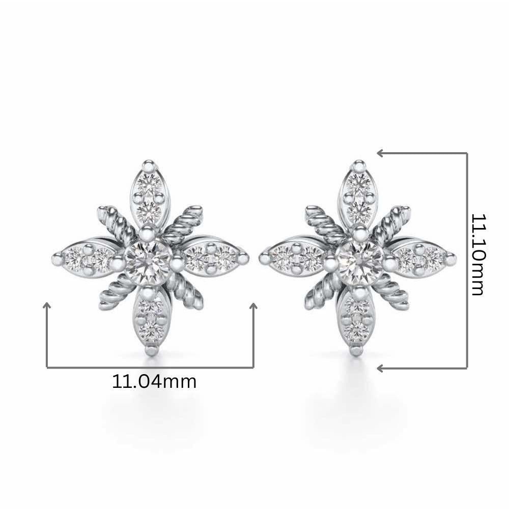 Tiny Sunflower Studs - White Gold - Image 2