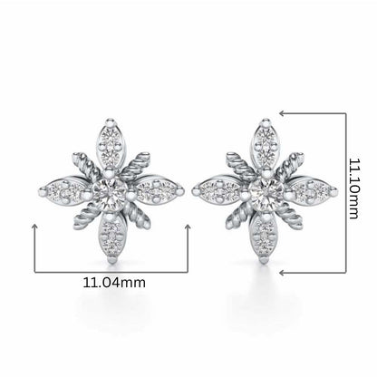 Tiny Sunflower Studs - White Gold - Image 2