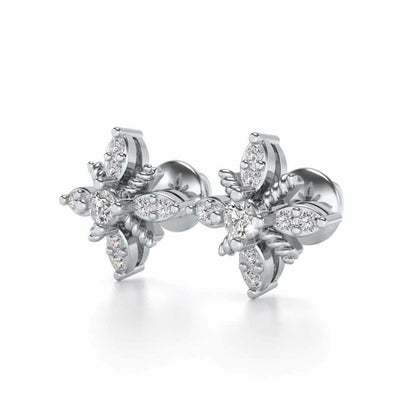 Tiny Sunflower Studs - White Gold - Image 3