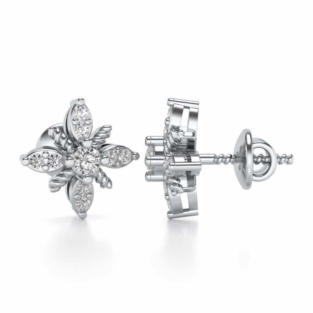 Tiny Sunflower Studs - White Gold - Image 4