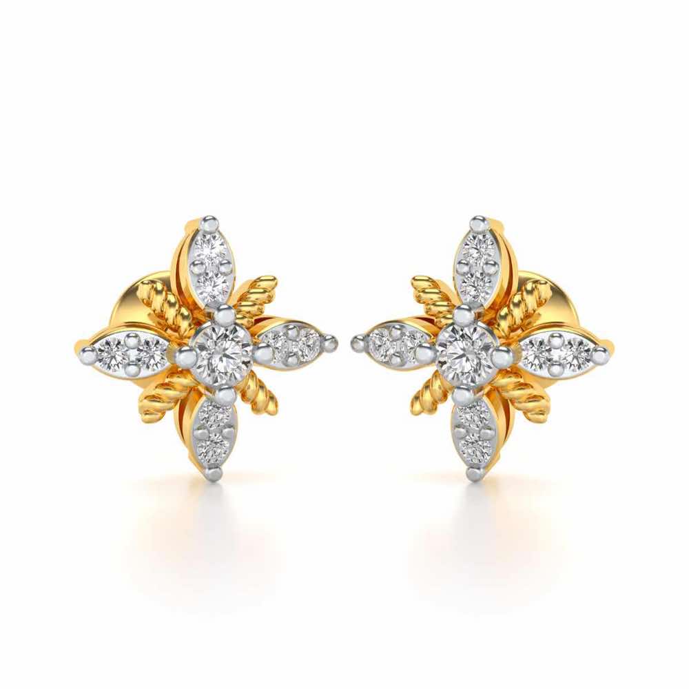 Tiny Sunflower Studs - Yellow Gold - Image 1