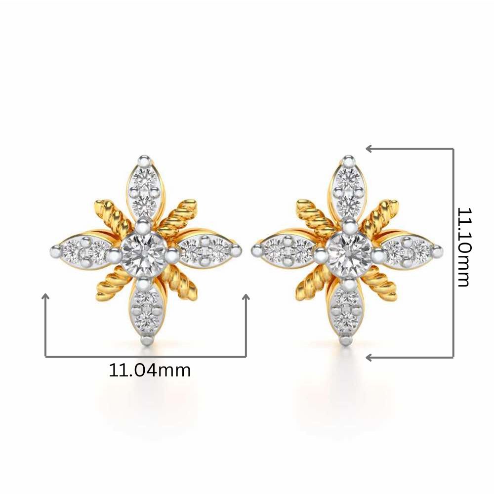 Tiny Sunflower Studs - Yellow Gold - Image 2